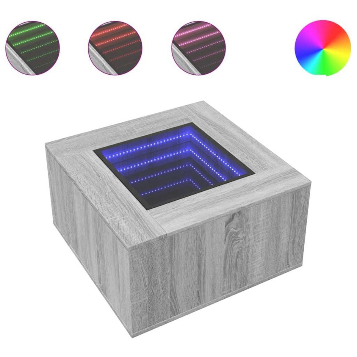 VIDAXL Table basse avec LED sonoma gris 60x60x40 cm bois d'ingenierie