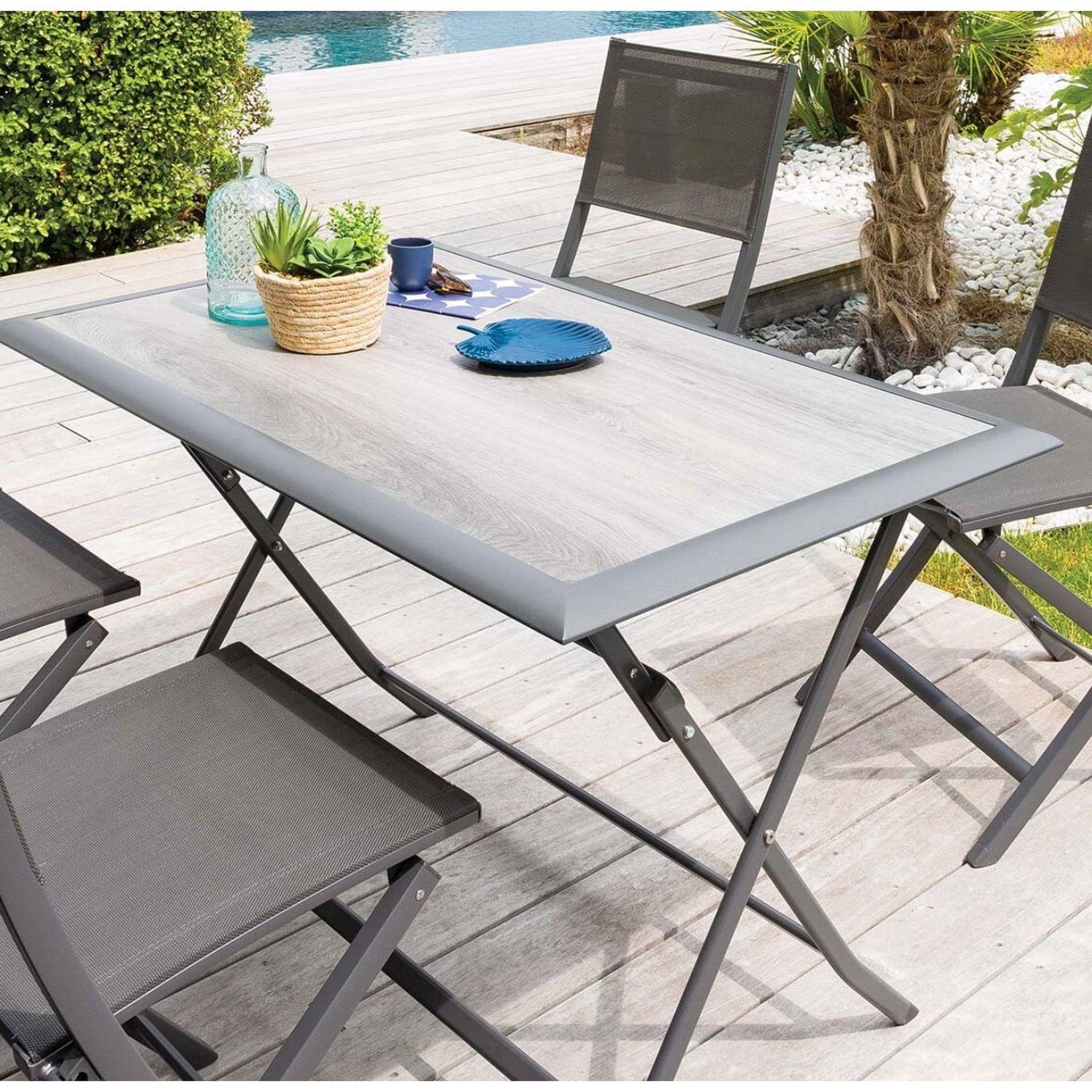 Voir la diapositive 2 : HESPERIDE Table de jardin pliante azua en aluminium