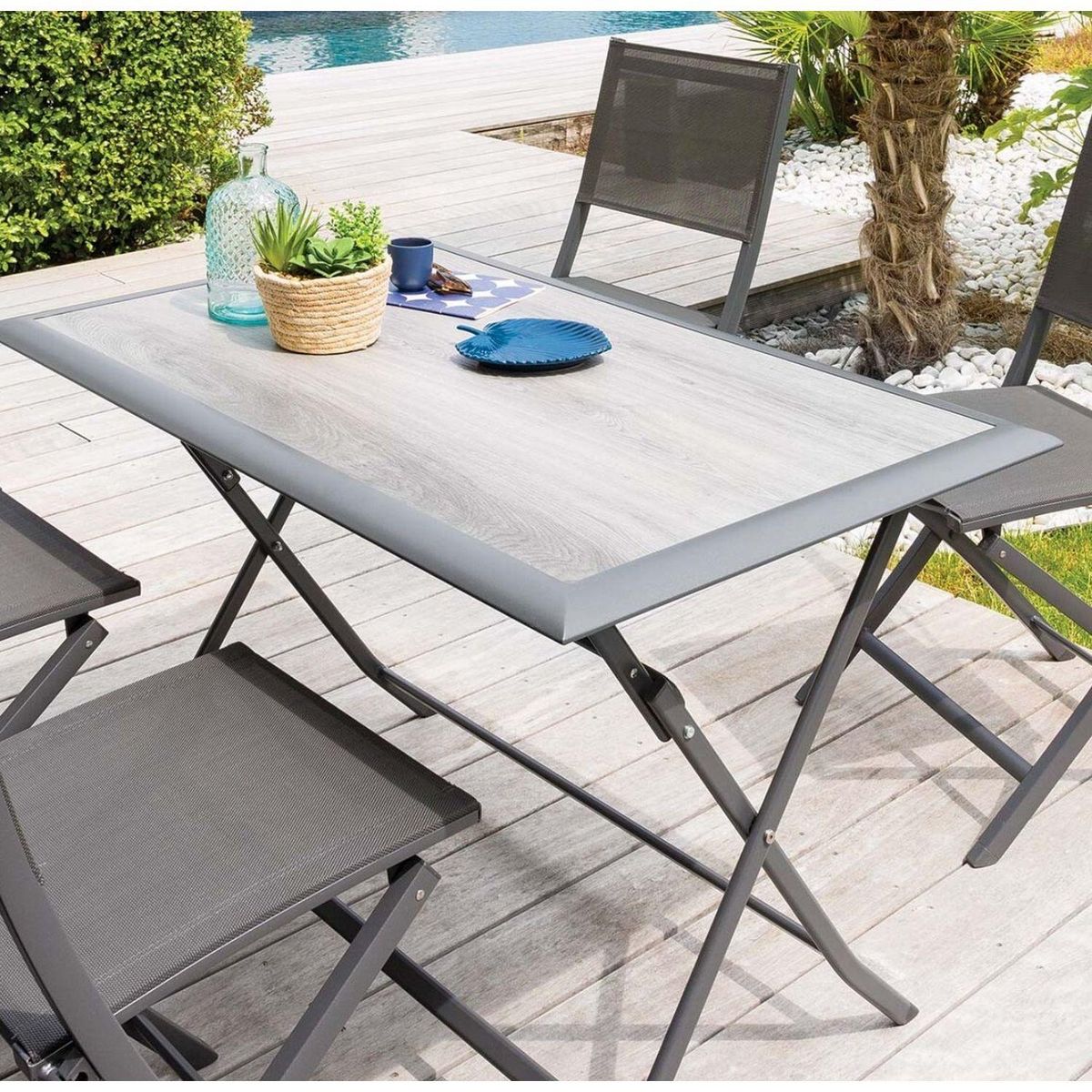 HESPERIDE Table de jardin pliante Azua en aluminium