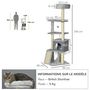 Voir la diapositive 3 : PAWHUT Arbre à chat multi-équipement griffoirs grattoirs plateformes niche panier jeu boules gris