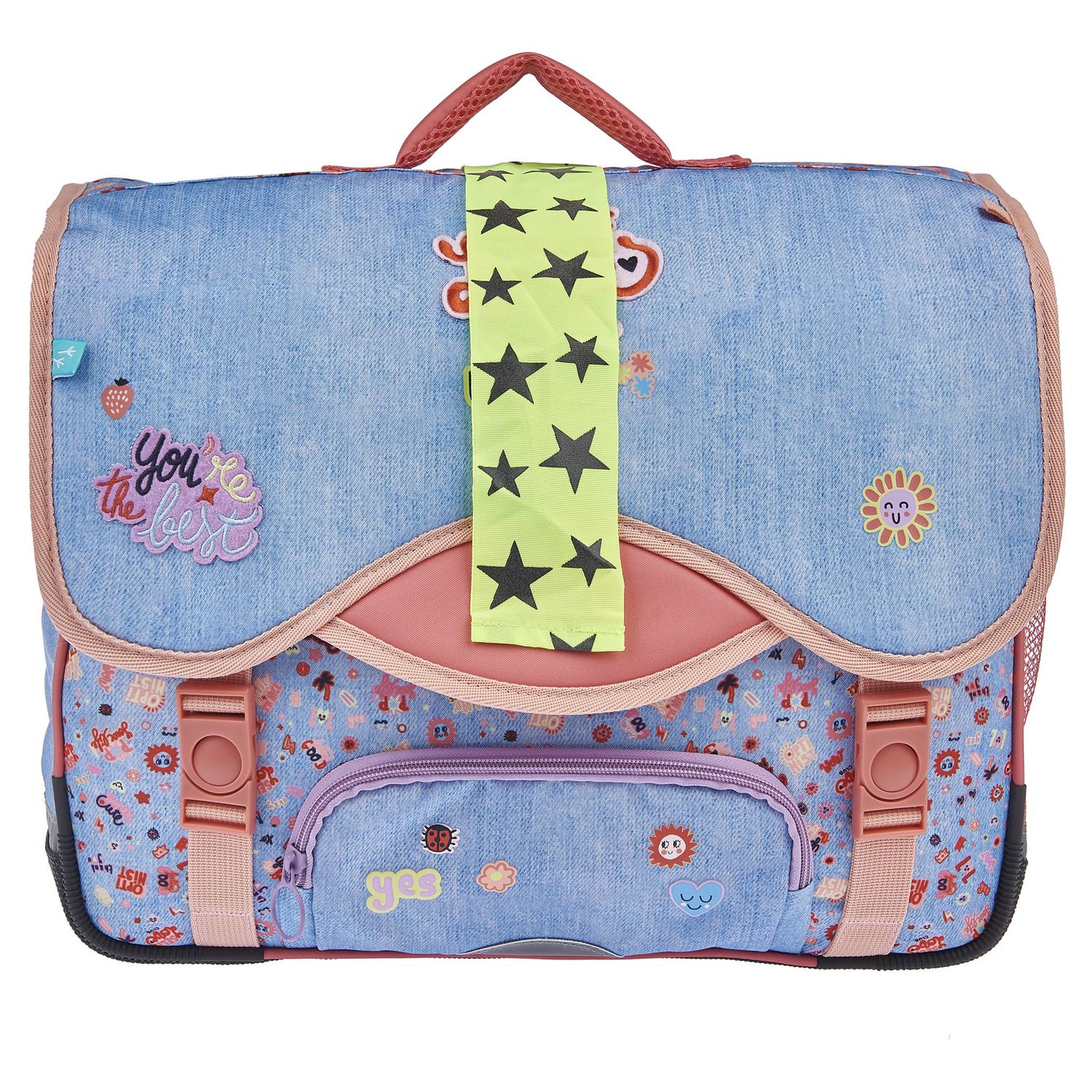 Voir la diapositive 9 : AUCHAN Cartable 41 cm bleu STICKY HAPPINESS