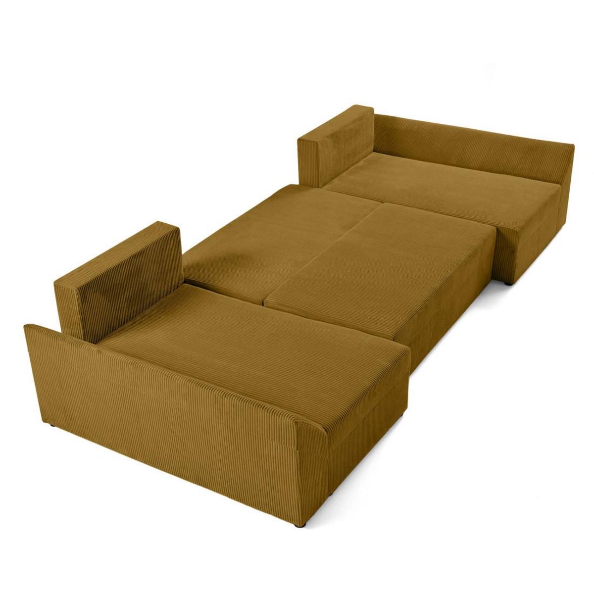 BEST MOBILIER Mike - canapé panoramique en u - 7 places - convertible avec coffre - en velours côtelé