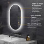 Voir la diapositive 6 : KLEANKIN Miroir ovale mural lumineux LED de salle de bain - 81 x 51 cm - avec 3 couleurs, luminosité réglable interrupteur tactile système antibuée transparent
