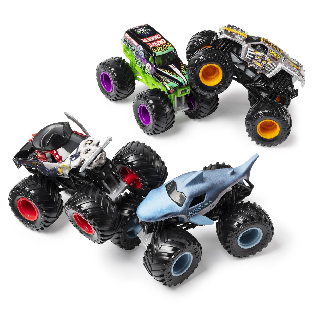 SPIN MASTER Monster Jam - Pack de 4 Monster Trucks 1/64ème
