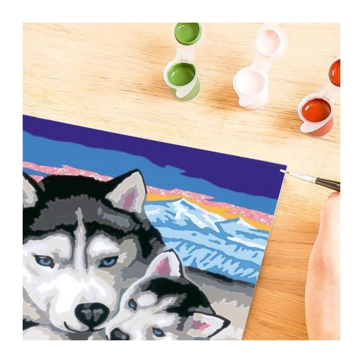 RAVENSBURGER CreArt Kids 18x24cm Doux bisous de Husky, Kit de peinture par numéros Numéro d'Art, Des 7 ans, 25829, Ravensburger