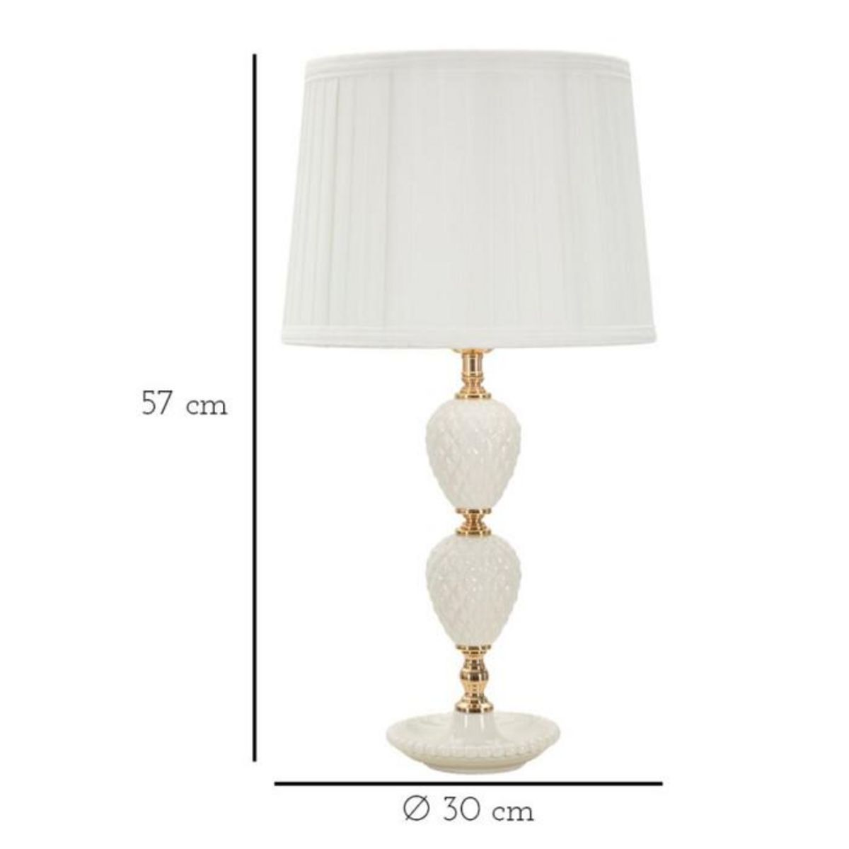 Paris Prix Lampe à Poser en Céramique  Annunziata  57cm Blanc & Or