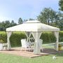 Voir la diapositive 2 : OUTSUNNY Tonnelle barnum pavillon de jardin style colonial double toit toile moustiquaires et toiles amovibles 3,9L x 2,9l x 2,8H m crème
