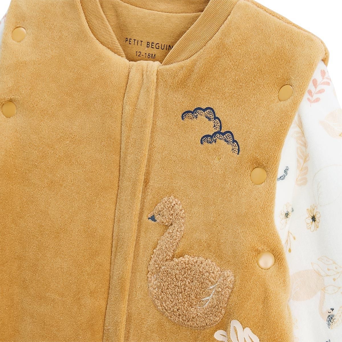 Petit Béguin Turbulette TOG2 en velours avec pieds retroussables et manches amovibles Swan