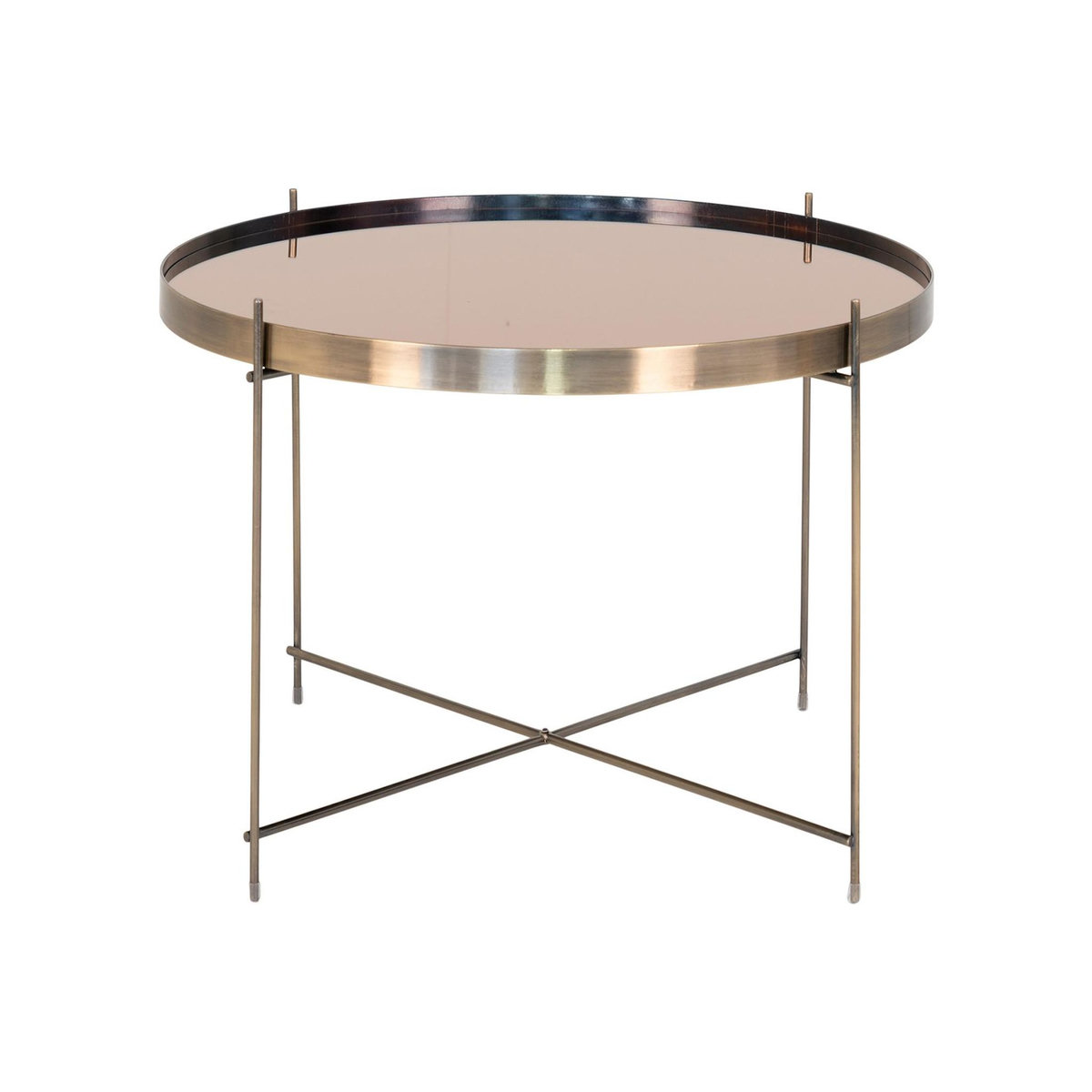 LISA DESIGN Glina - table basse ronde - métal et verre - 70 cm