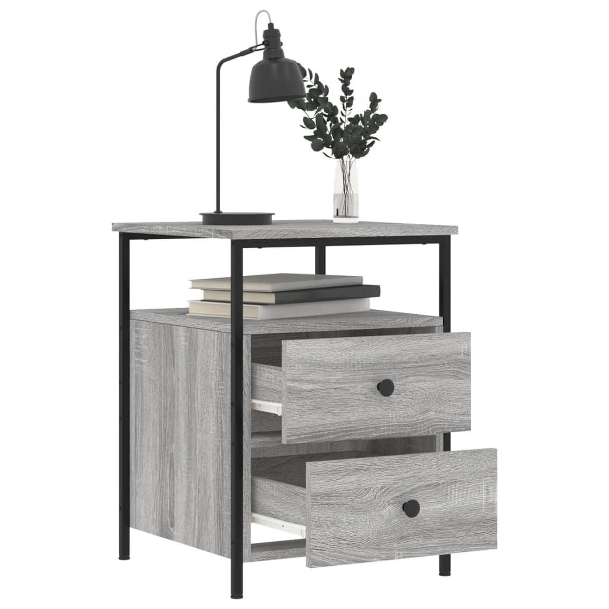Voir la diapositive 4 : VIDAXL Tables de chevet 2 pcs sonoma gris 44x45x60cm bois d'ingenierie