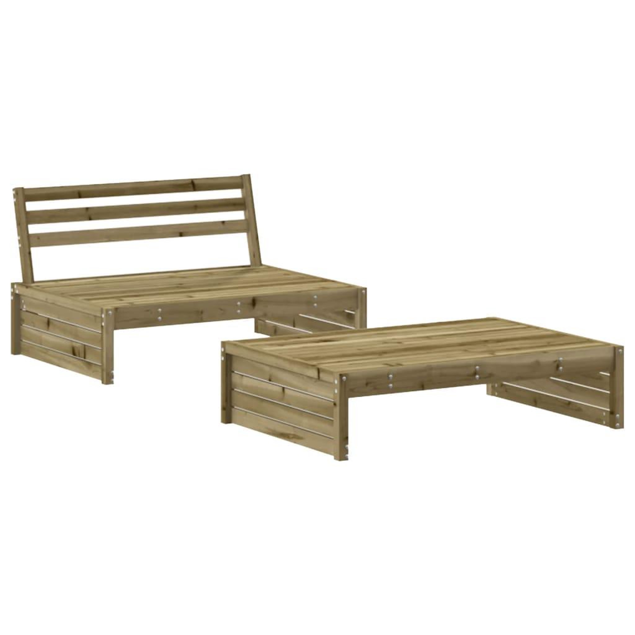 Voir la diapositive 3 : VIDAXL Salon de jardin 2 pcs avec coussins bois de pin impregne