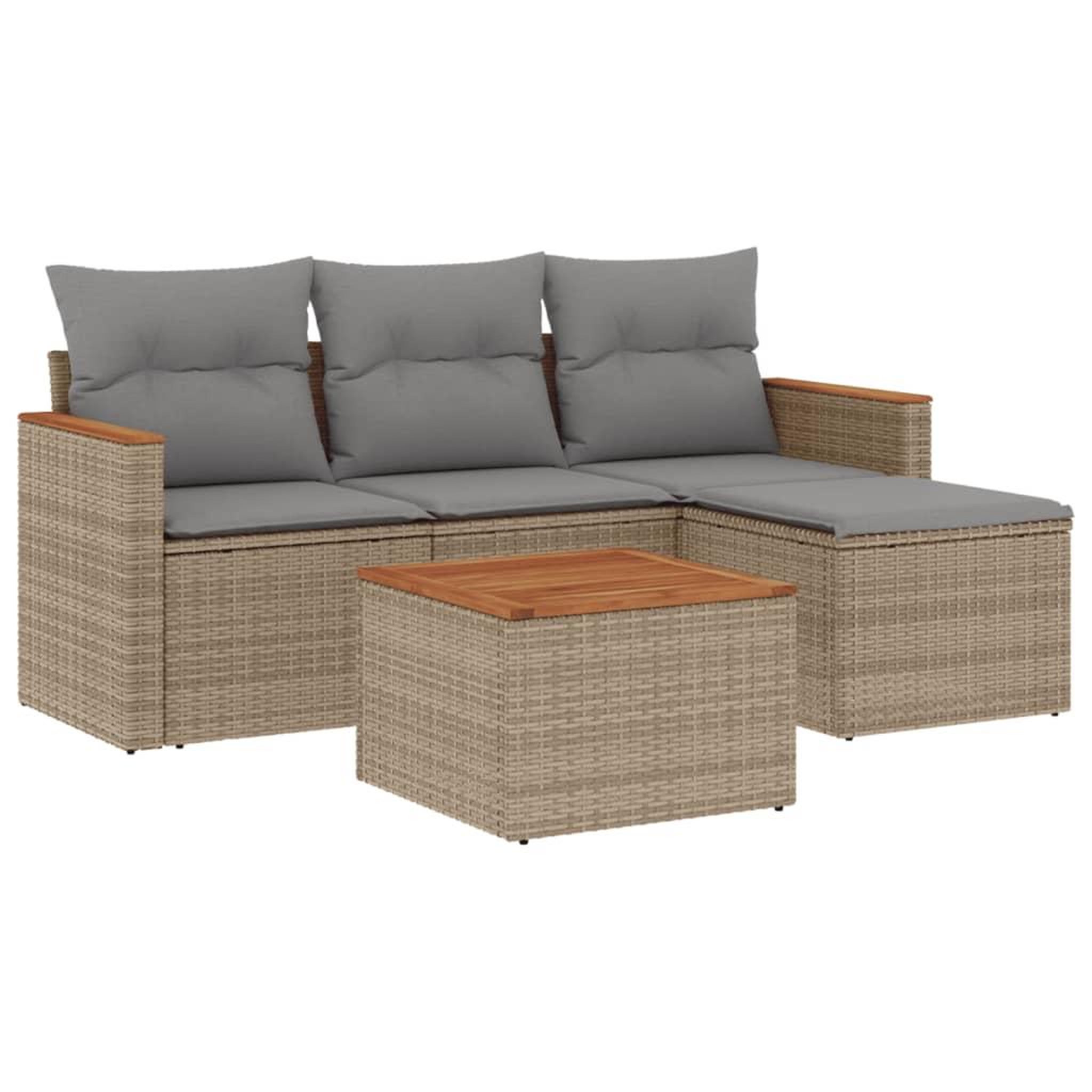 Voir la diapositive 2 : VIDAXL Salon de jardin avec coussins 5 pcs beige resine tressee
