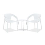 HomeStyle4U Salon de jardin Table et 2 chaises en blanc