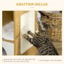 PAWHUT Maison pour chat design - niche chat panier chat - 3 coussins + grattoir sisal inclus - panneaux aspect chêne clair