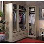 Voir la diapositive 4 : MARKET24 Module dressing d'angle - Décor chene - 3 étageres - 1 tringle a vetements - L100 x P66 x H200 cm