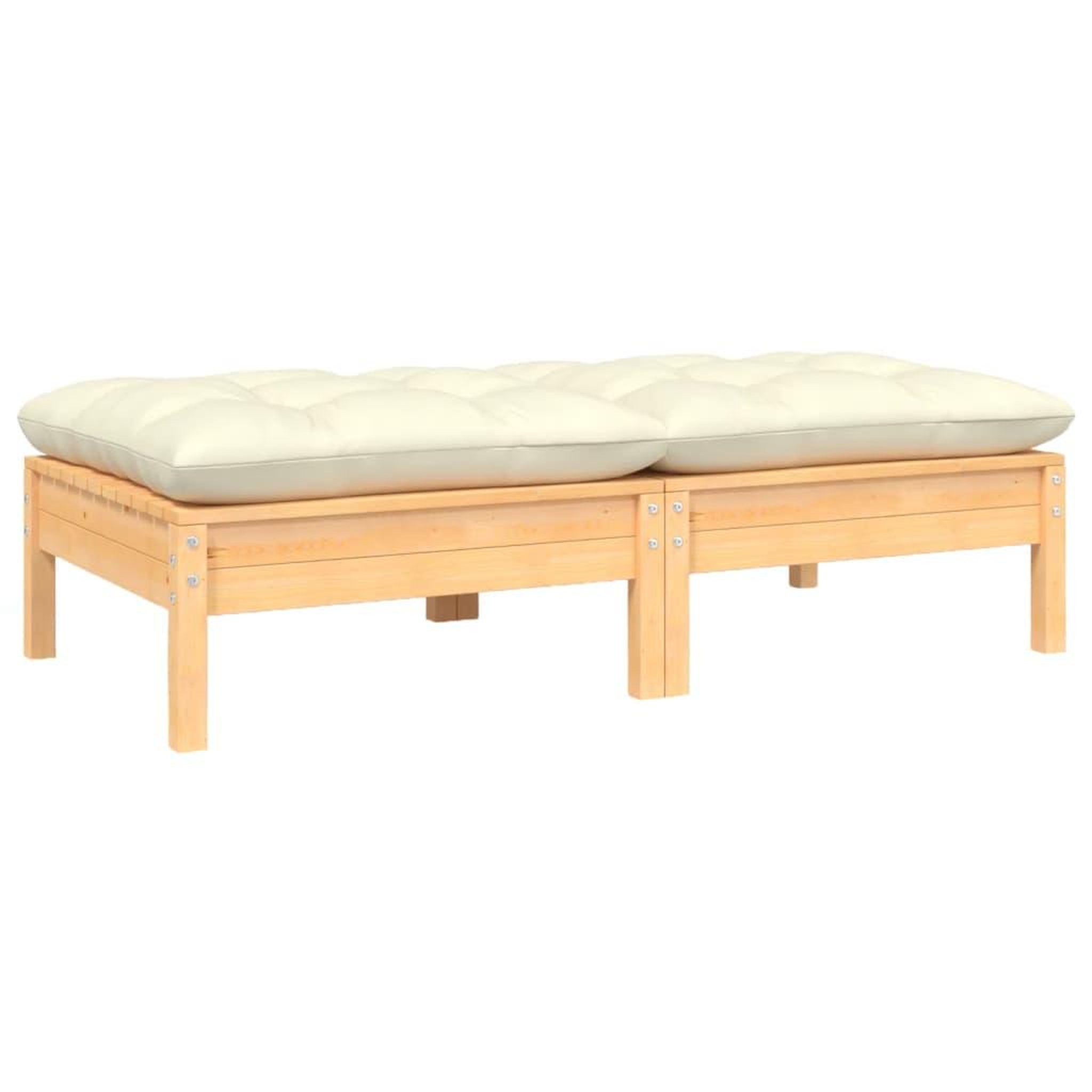 Voir la diapositive 1 : VIDAXL Canape 2 places de jardin et coussins creme Bois de pin solide