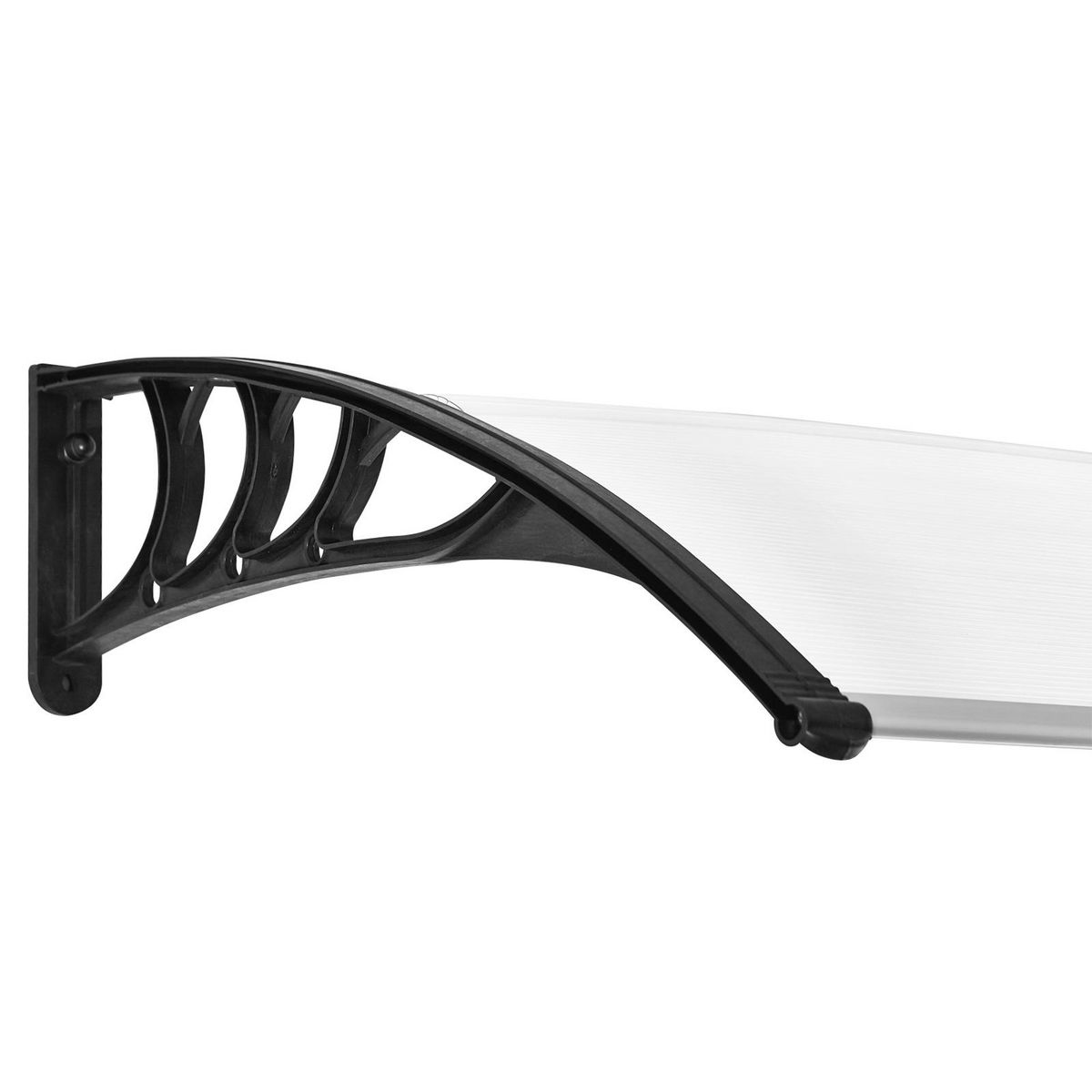 OUTSUNNY Auvent marquise de porte design voûté arrondi dim. 100L x 80l x 23H cm polycarbonate plastique noir