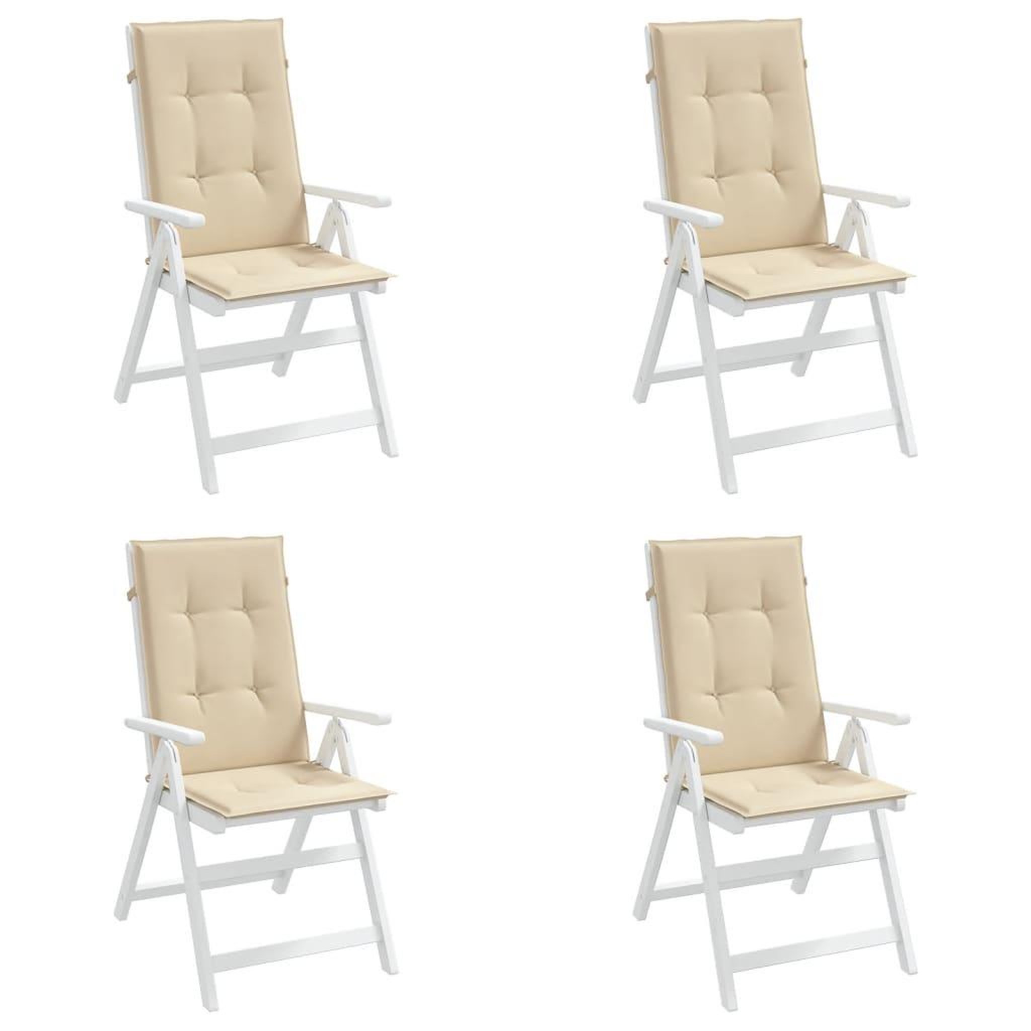 Voir la diapositive 4 : VIDAXL Coussins de chaise de jardin dossier haut lot de 4 beige tissu