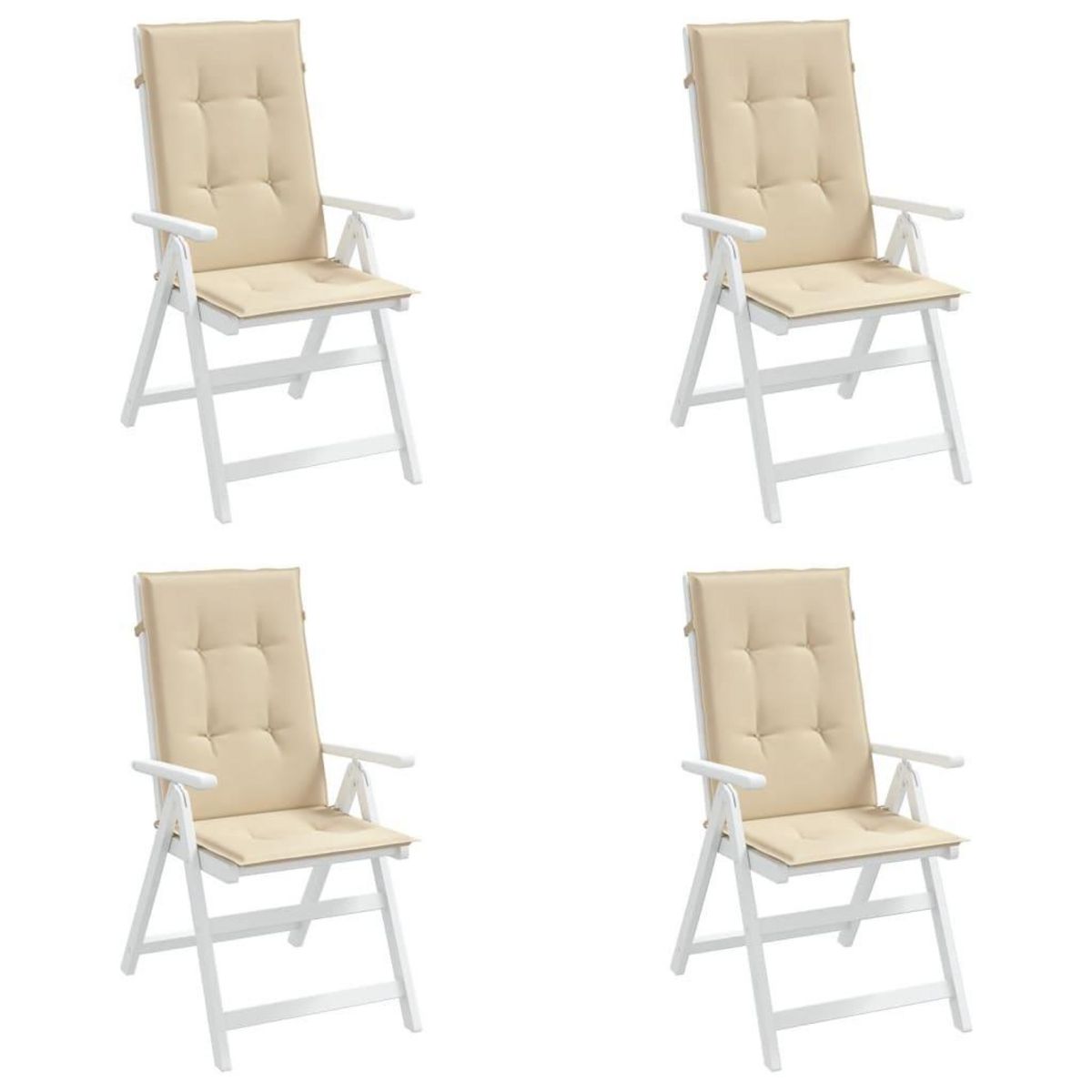 VIDAXL Coussins de chaise de jardin dossier haut lot de 4 beige tissu