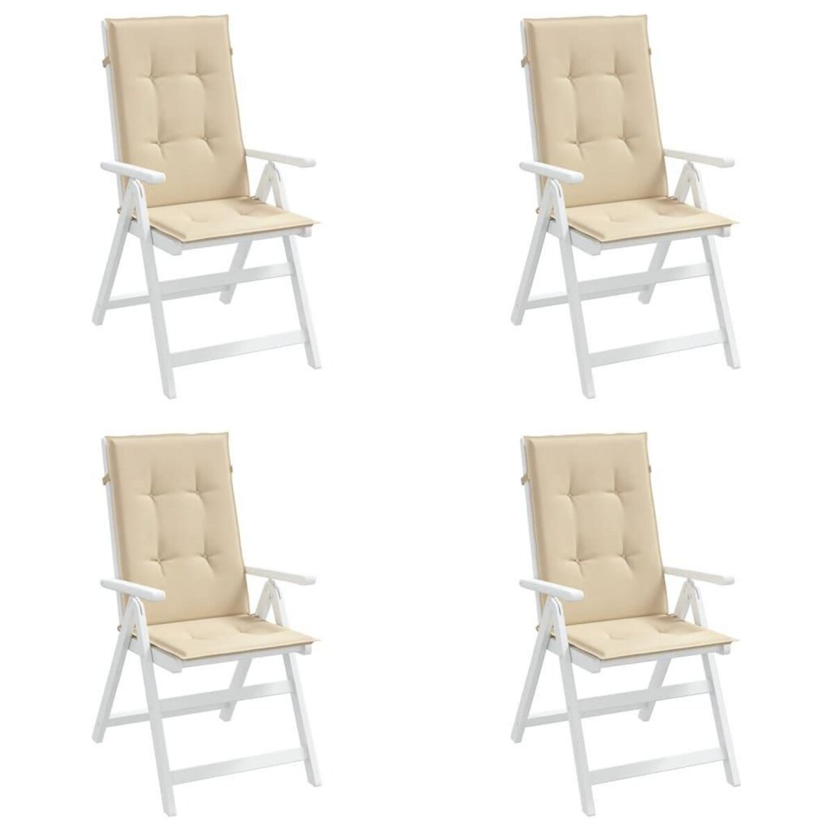 VIDAXL Coussins de chaise de jardin dossier haut lot de 4 beige tissu