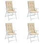 Voir la diapositive 4 : VIDAXL Coussins de chaise de jardin dossier haut lot de 4 beige tissu