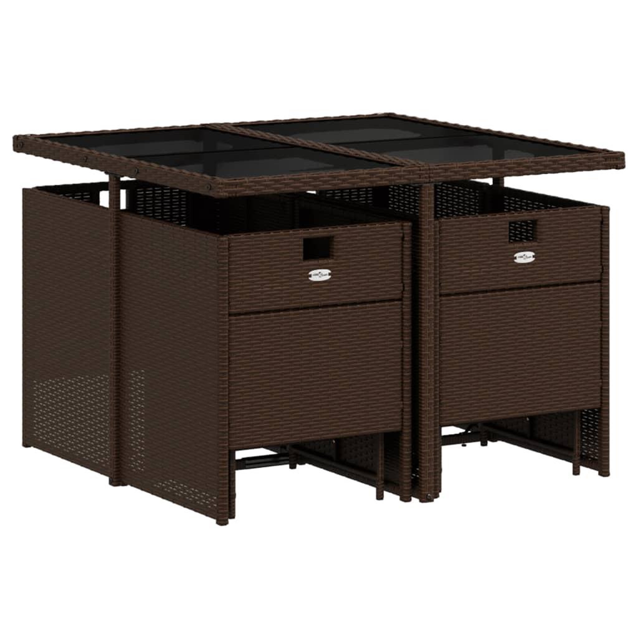 Voir la diapositive 3 : VIDAXL Ensemble a manger de jardin et coussins 9 pcs marron poly rotin