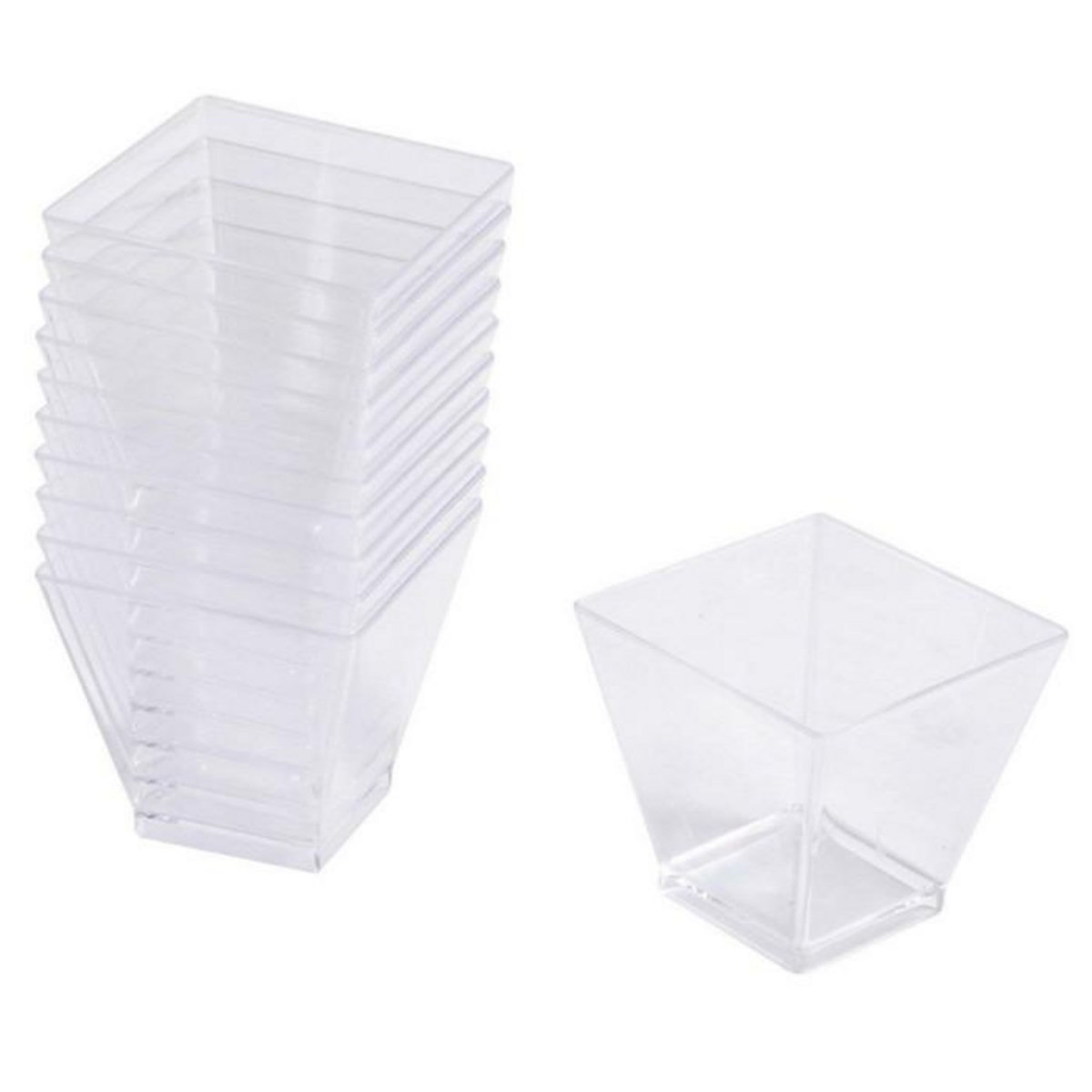 Paris Prix Lot de 25 Verrines Carrées en Plastique Réutilisable  Mini Apéritif  6cl Transparent
