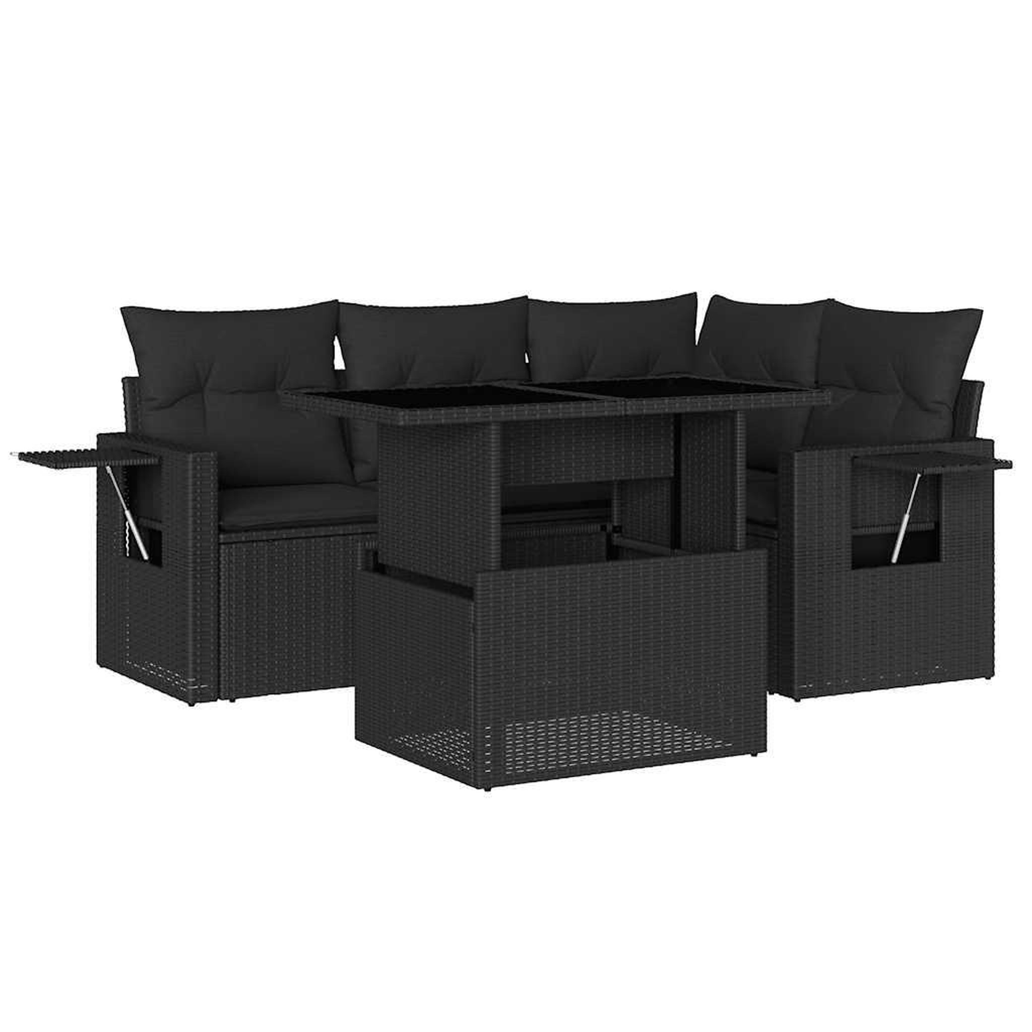 Voir la diapositive 2 : VIDAXL Salon de jardin 5 pcs avec coussins noir resine tressee