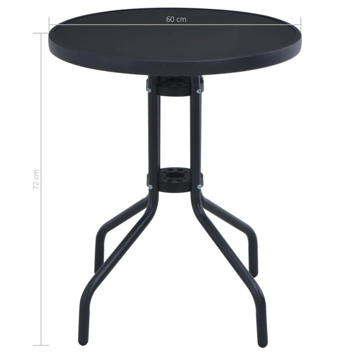 VIDAXL Table de jardin Noir 60 cm Acier et verre