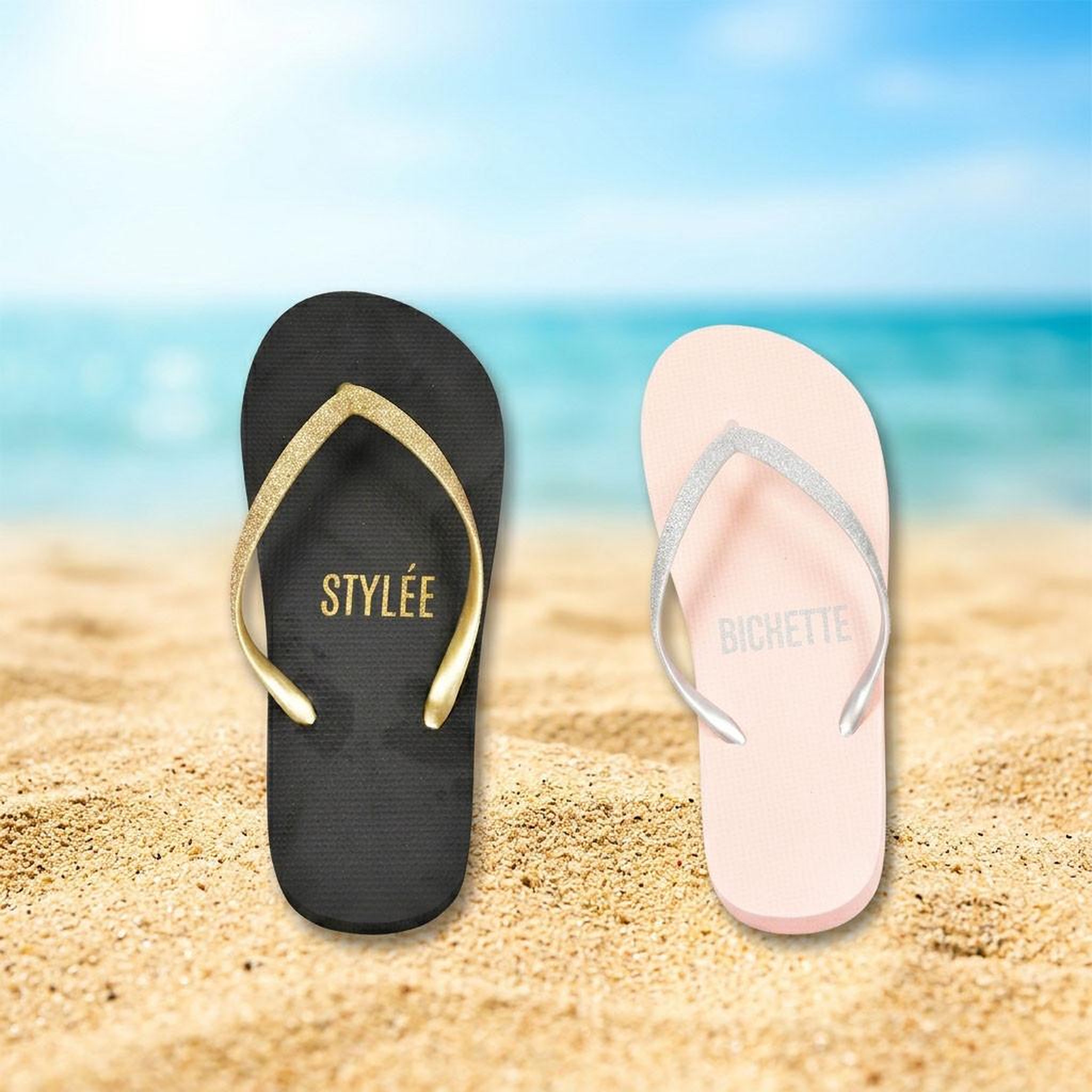 Voir la diapositive 4 : OZABI OZABI Pack 2 Paires Tongs Femme Glitter Message Humour