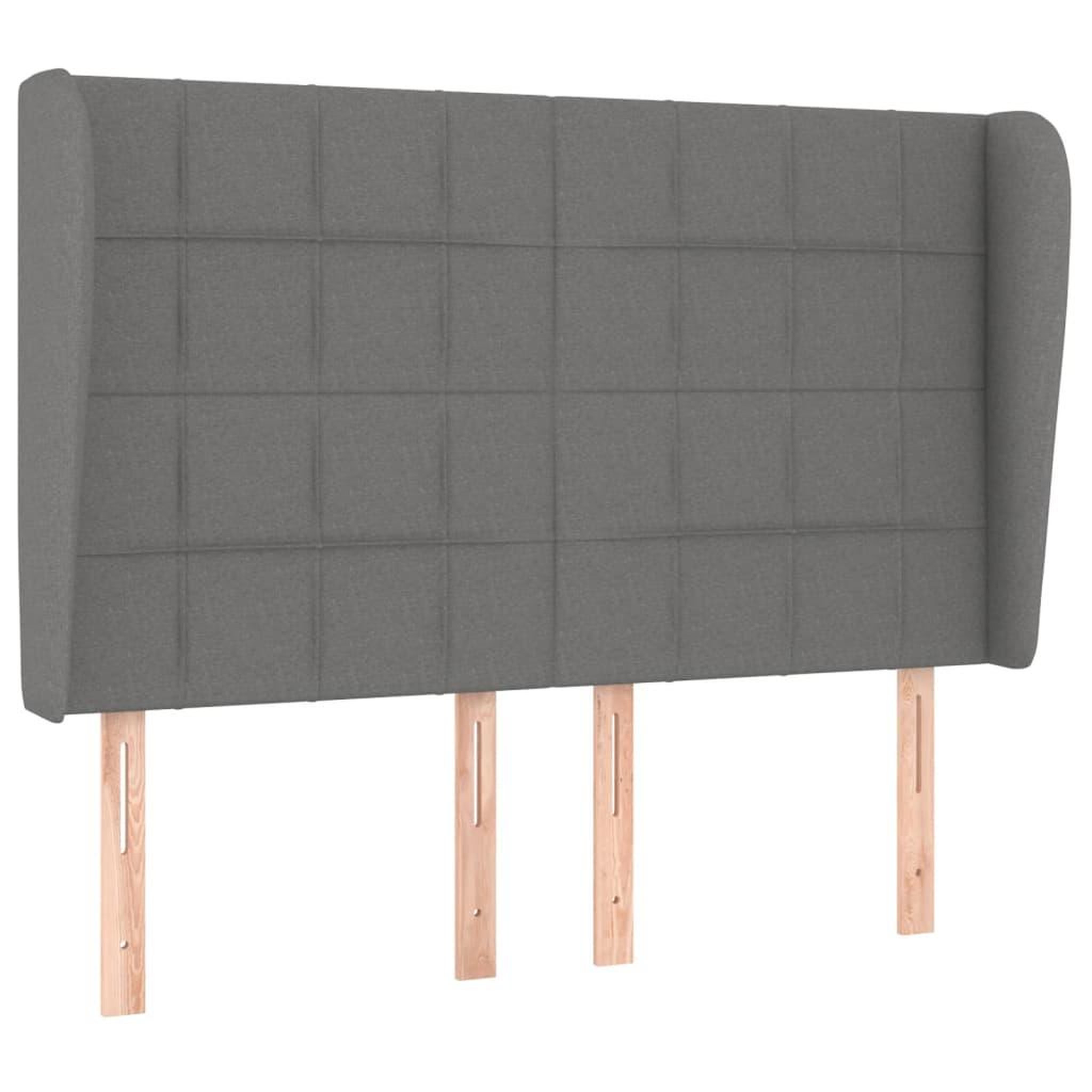 Voir la diapositive 2 : VIDAXL Tete de lit avec oreilles Gris fonce 147x23x118/128 cm Tissu