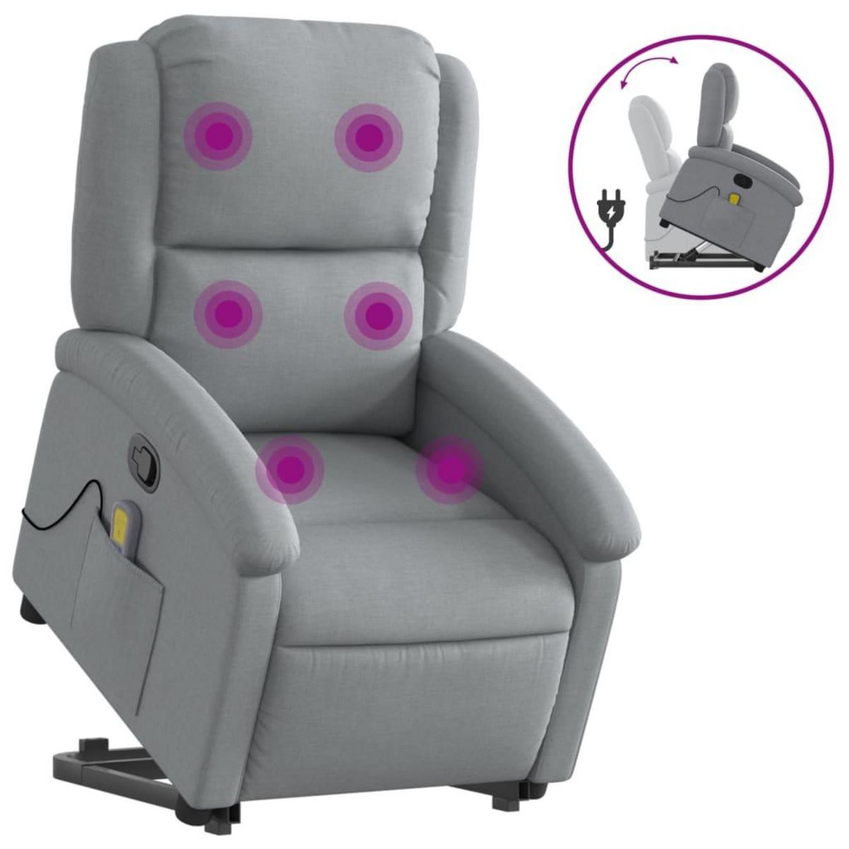 VIDAXL Fauteuil de massage inclinable Gris clair Tissu