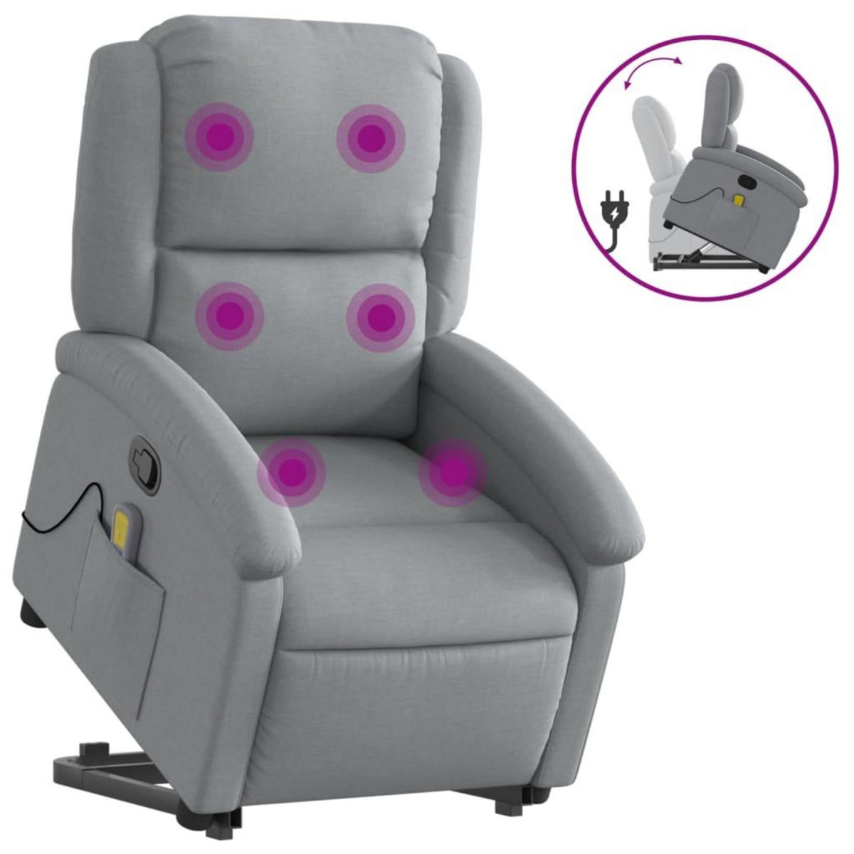 VIDAXL Fauteuil de massage inclinable Gris clair Tissu
