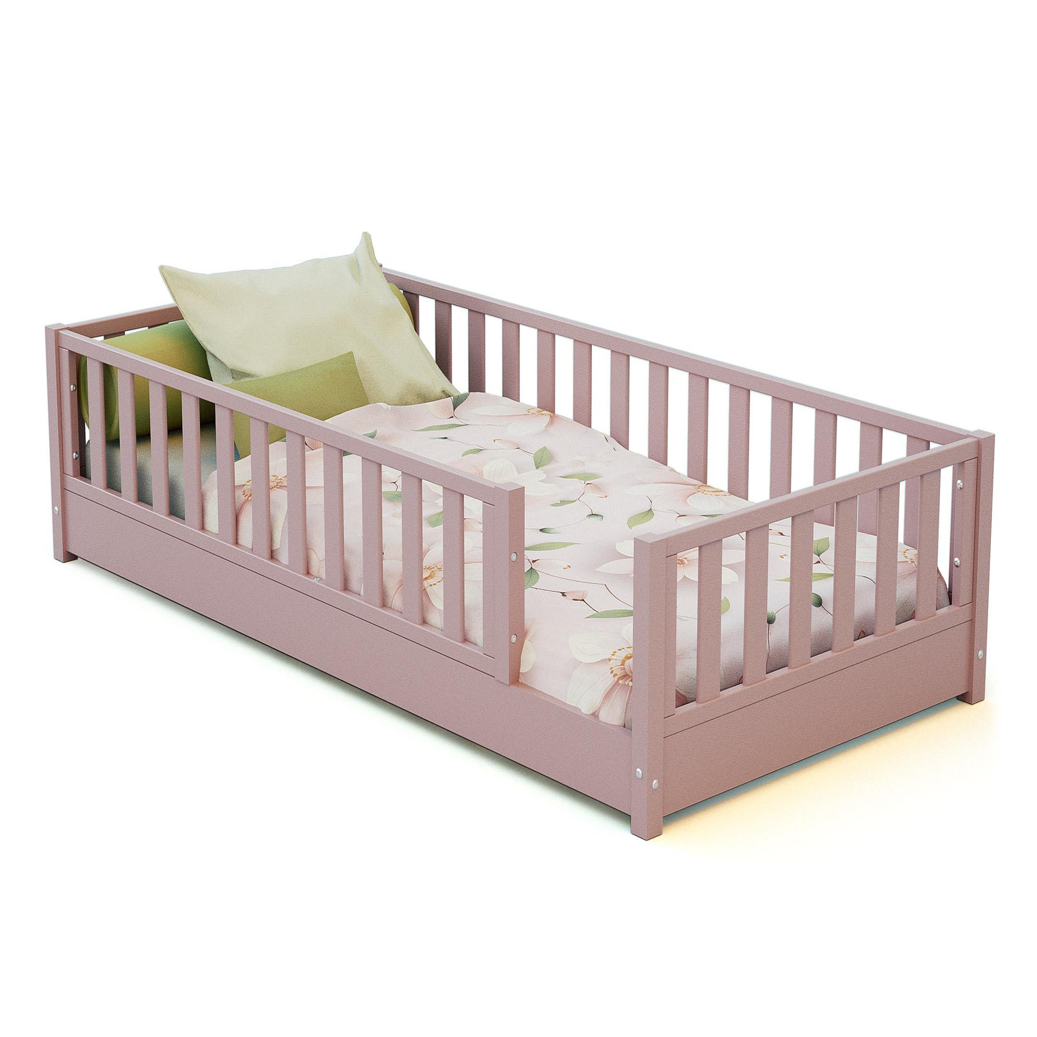 Voir la diapositive 3 : JURABABY Lit au sol enfant en bois SONHO avec matelas - 90x190