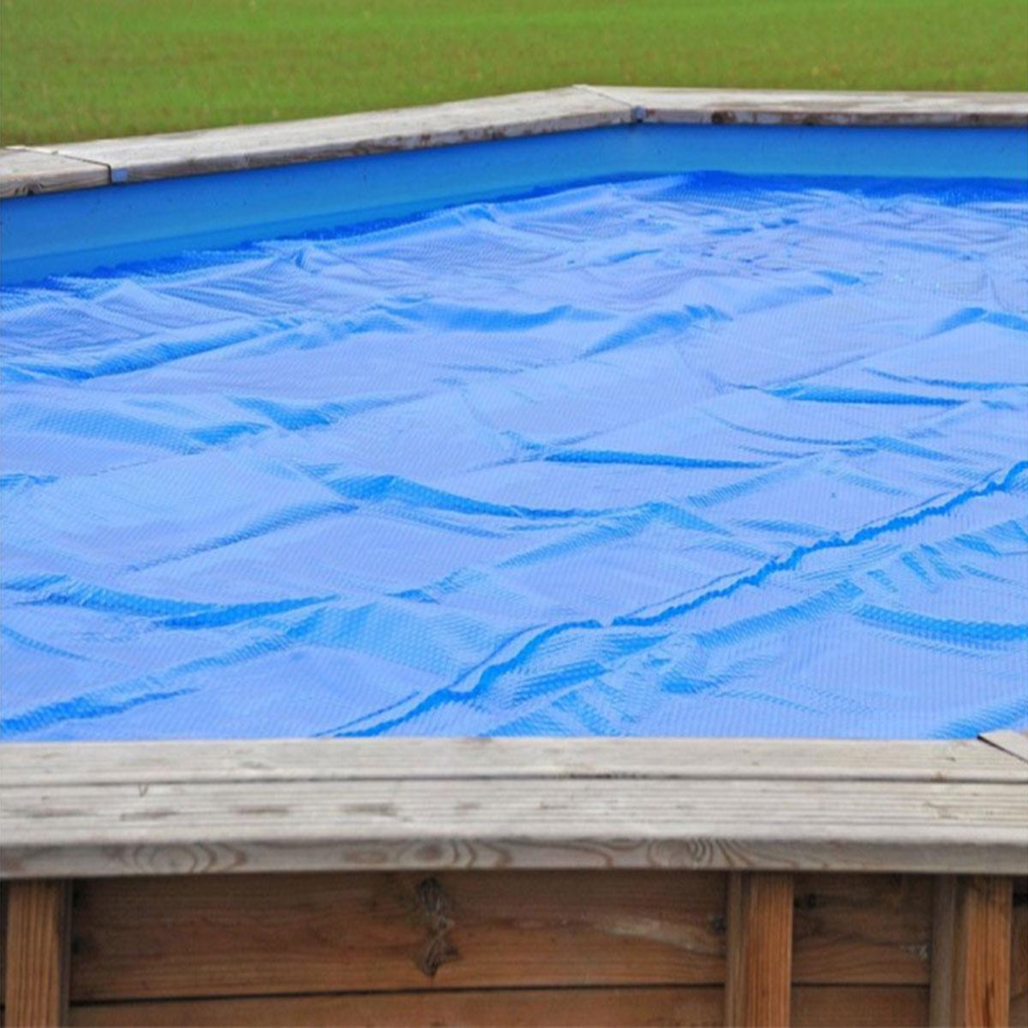 GRE Bâche à bulles pour piscine bois octogonale bambu 5,35 x 3,35 m - gré
