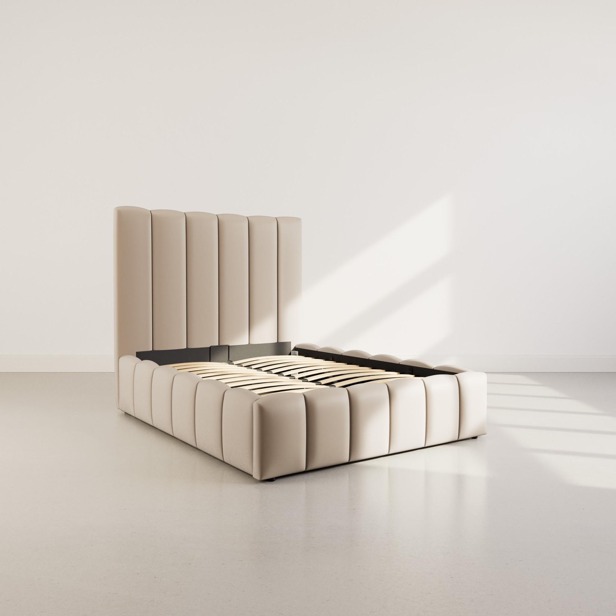 BEST MOBILIER Mermaid - lit coffre - 160x200 cm - en velours - sommier inclus. Coloris disponibles : Marron