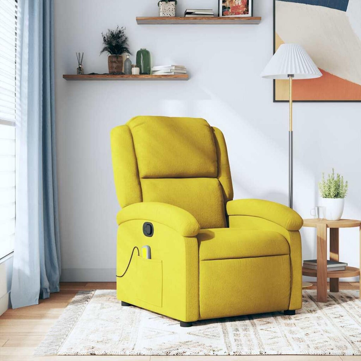 VIDAXL Fauteuil de massage inclinable jaune velours