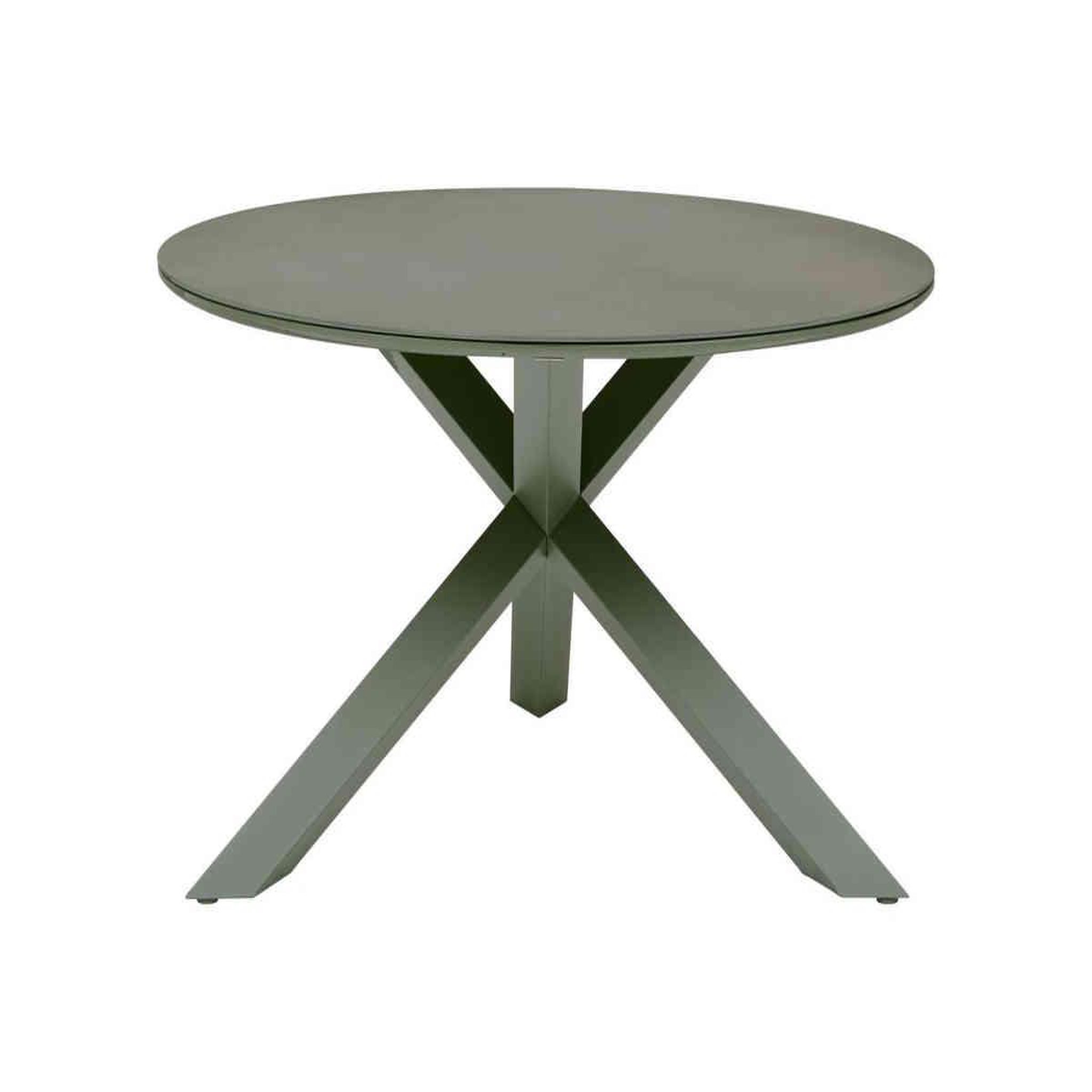 HESPERIDE Table de jardin ronde Alu/Verre Oryon Laurier - 6 places - Hespéride