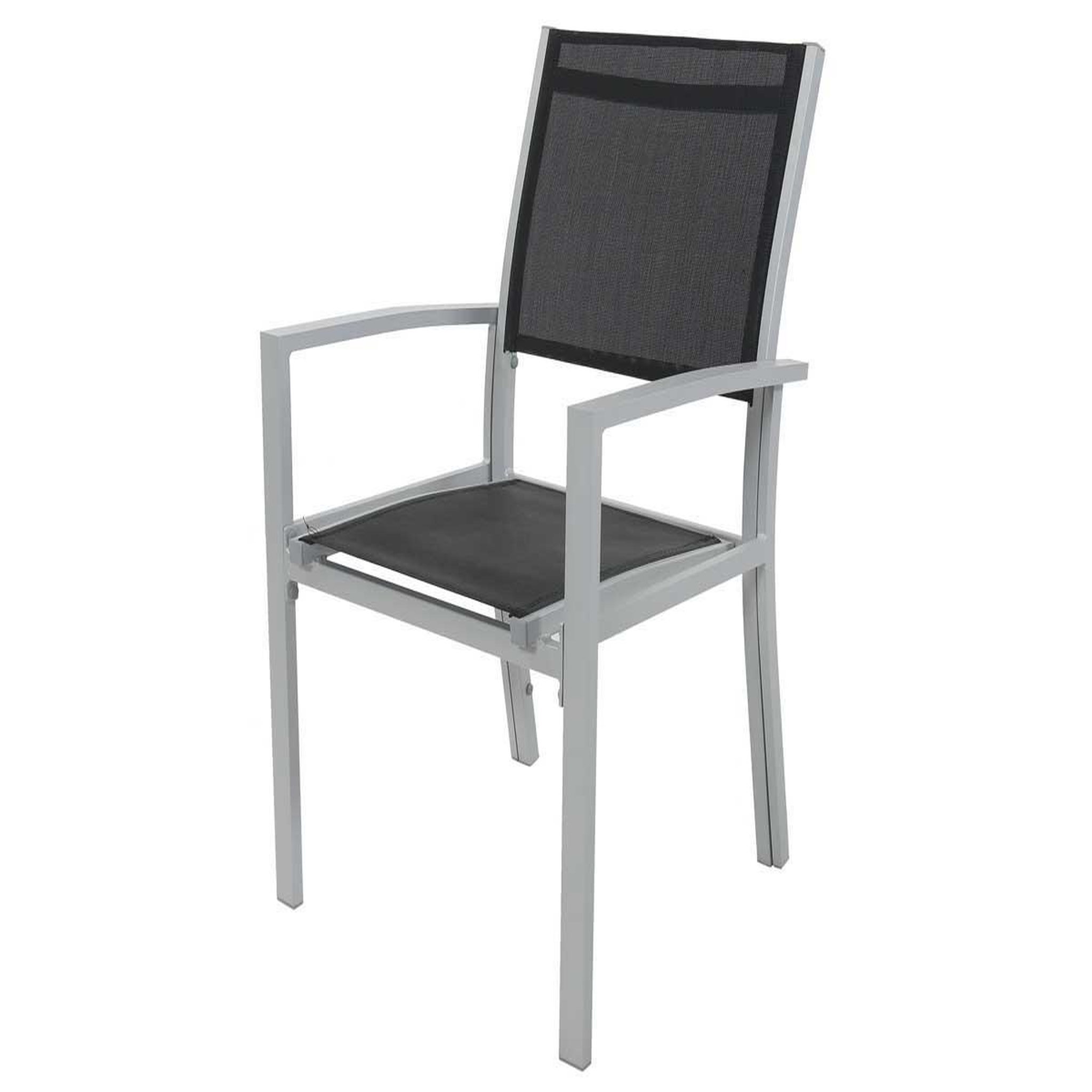 Voir la diapositive 3 : Habitat et Jardin Fauteuil jardin alu/textilène  tropic  - phoenix - noir - lot de 2