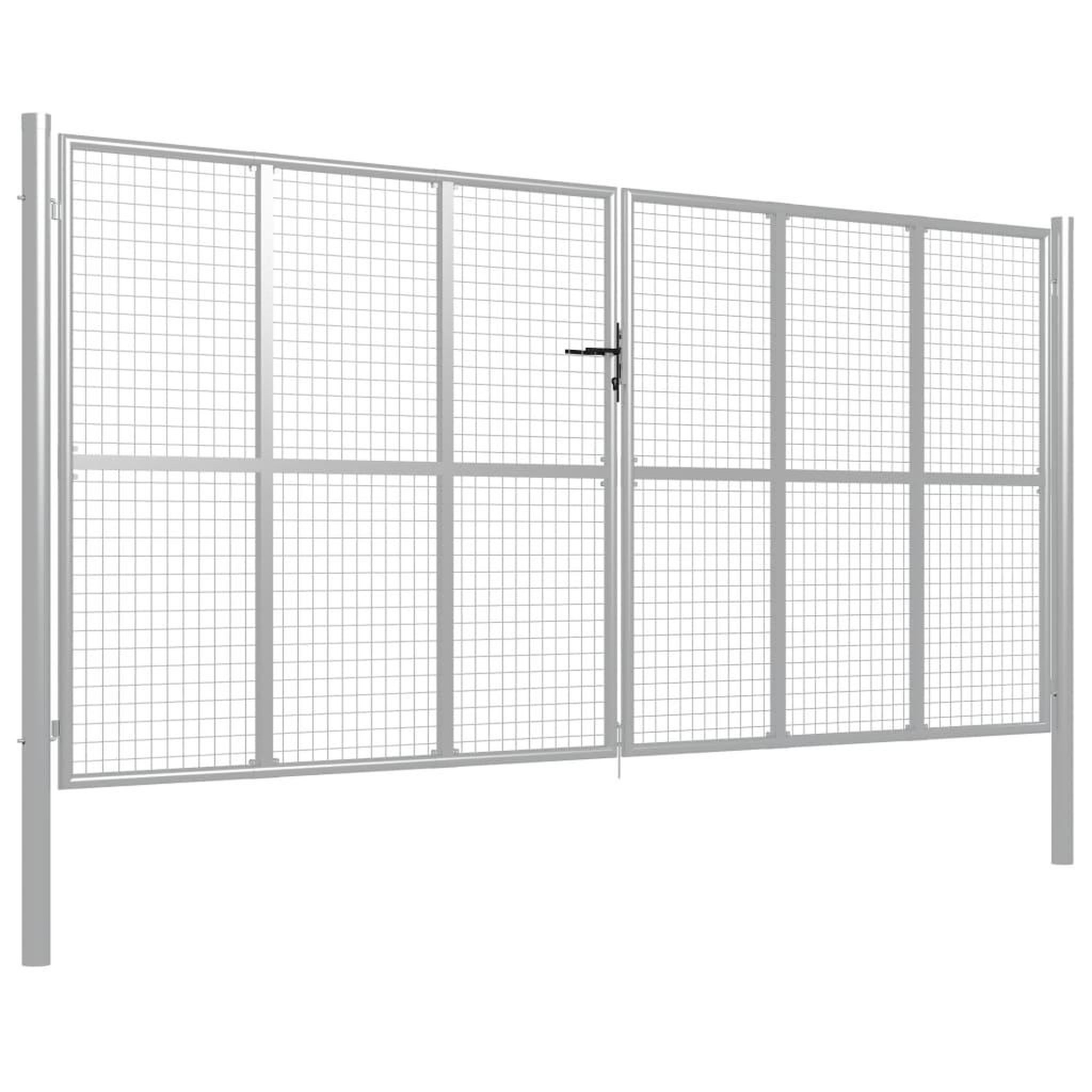 Voir la diapositive 2 : VIDAXL Porte de jardin Acier galvanise 415x250 cm Argente
