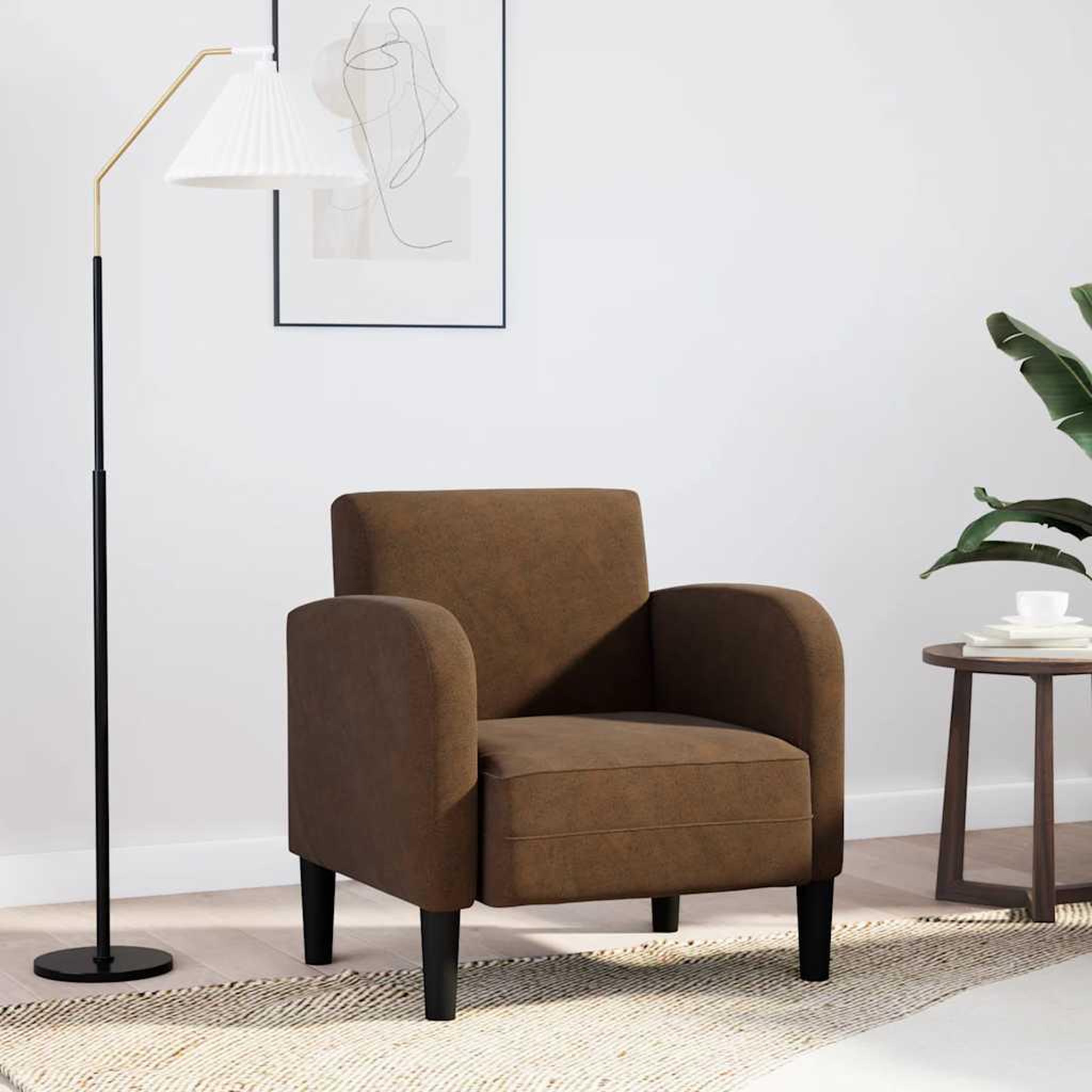 Voir la diapositive 1 : VIDAXL Chaise de canape avec accoudoirs marron 54 cm similicuir