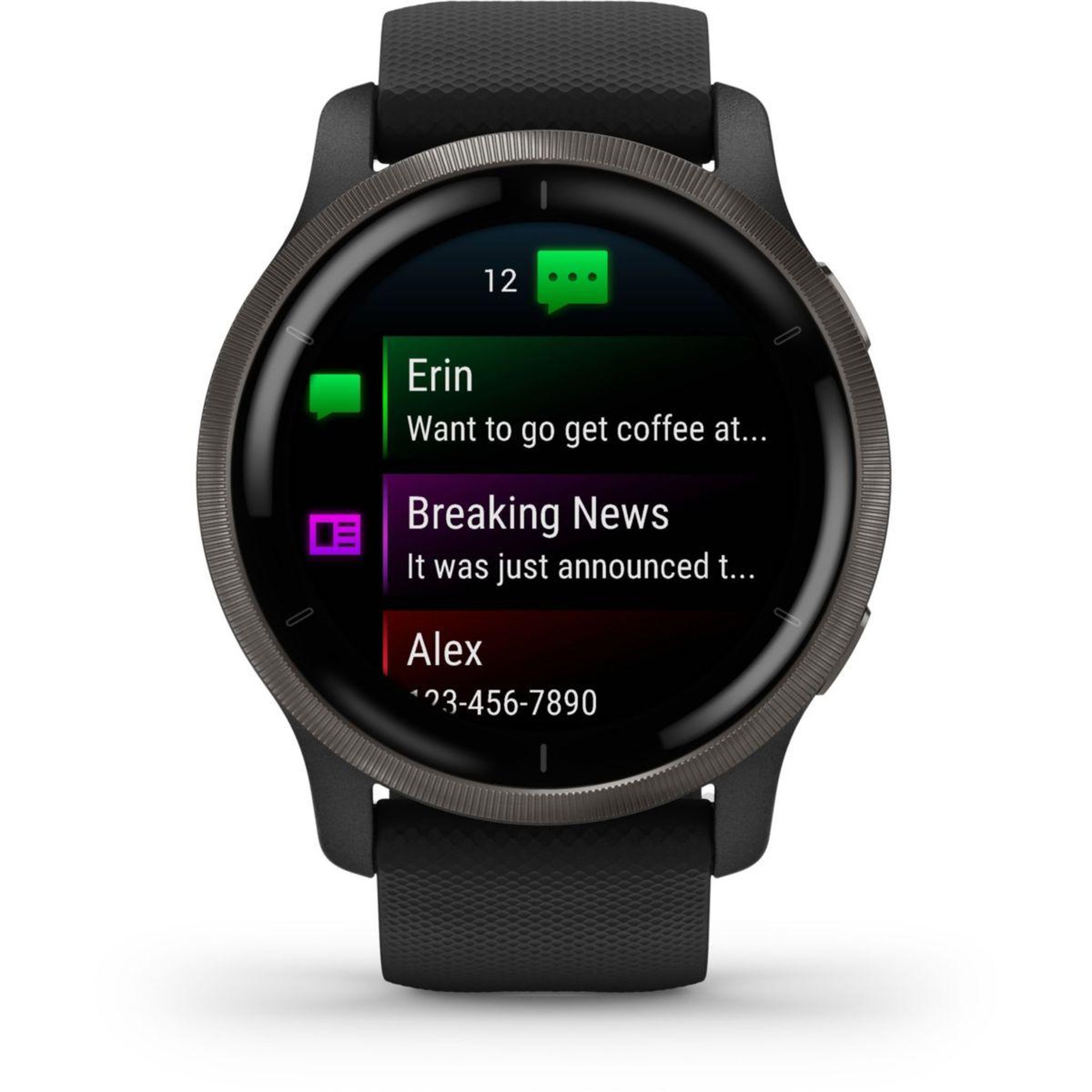Voir la diapositive 4 : GARMIN Montre sport Venu 2 Grey avec bracelet noir