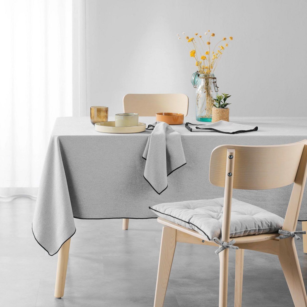 Douceur d'Intérieur Lot de 3 serviettes de table en coton recyclé Anaïs