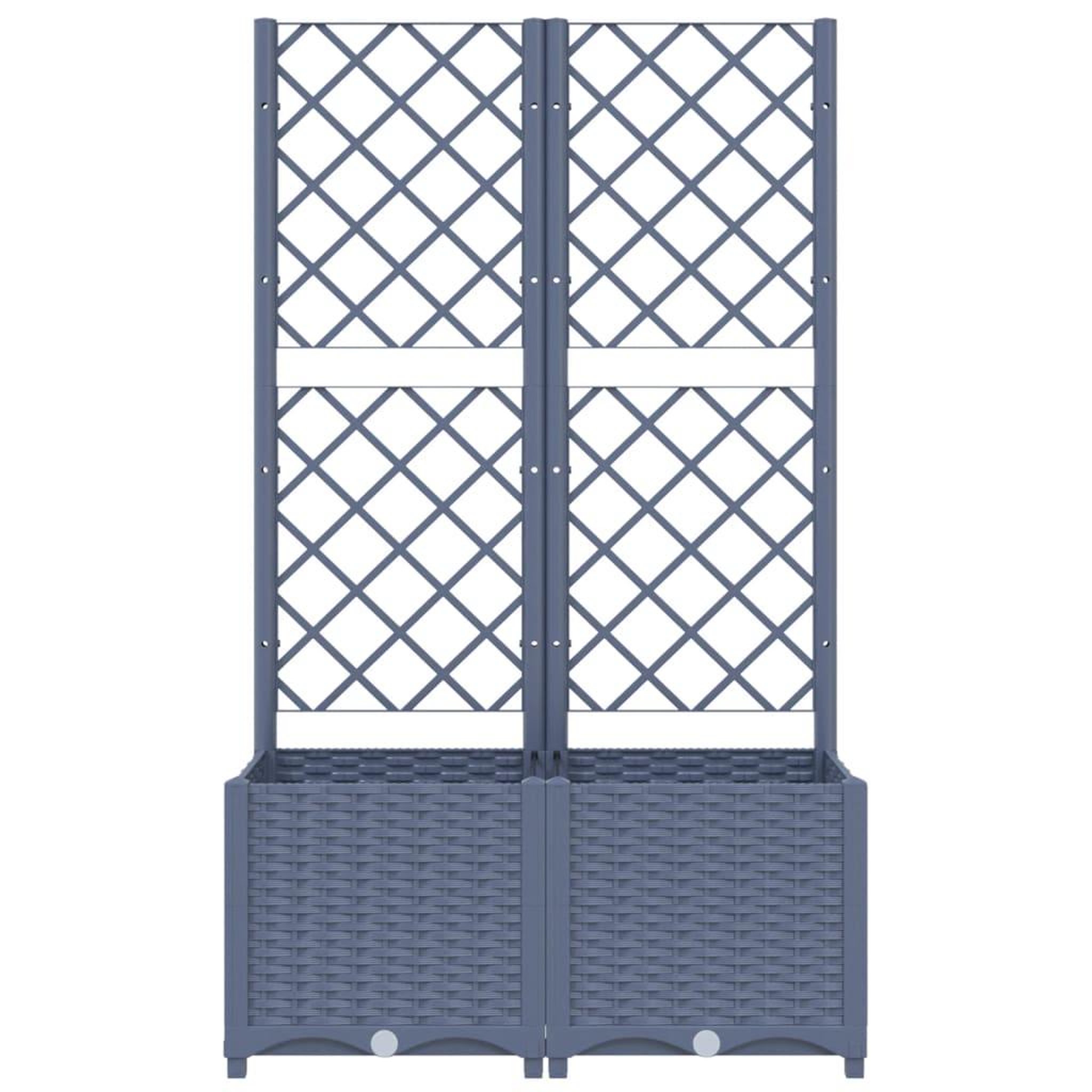 Voir la diapositive 4 : VIDAXL Jardiniere avec treillis bleu gris 80x40x136 cm PP