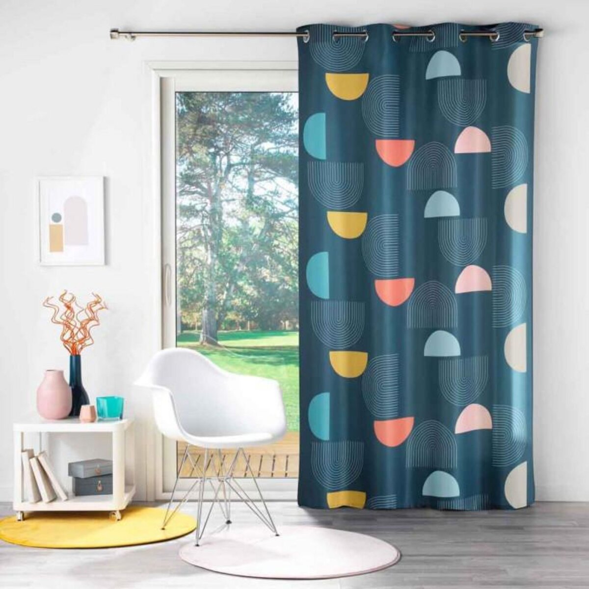 Paris Prix Rideau à Œillets Imprimé  Pop Art  140x260cm Bleu