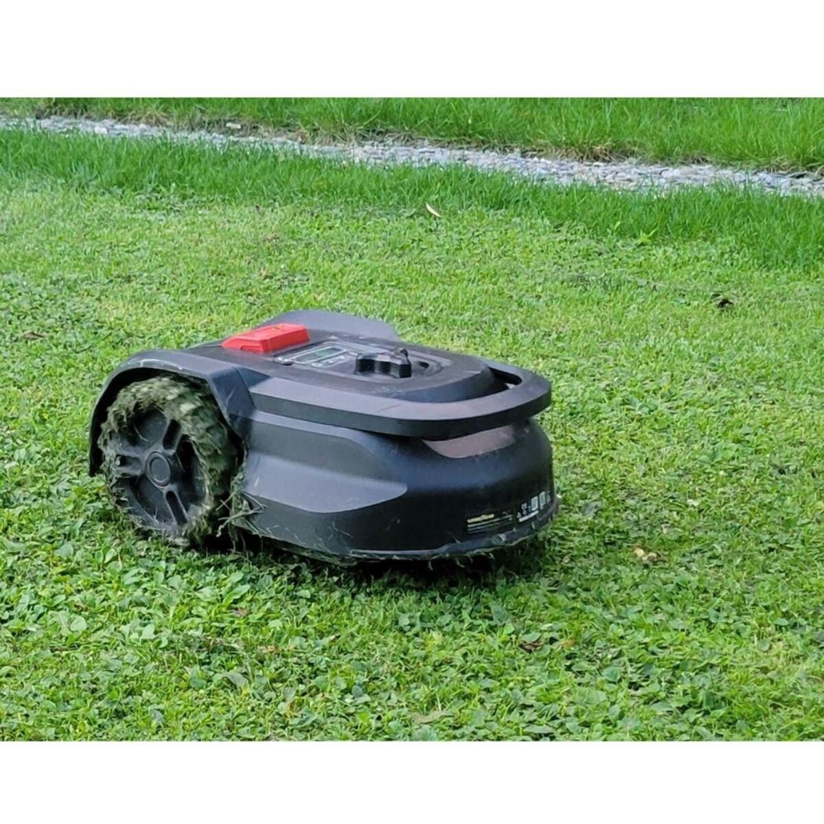 GOODYEAR Robot Tondeuse à Gazon 500m2 Batterie 20V 2.0Ah Station de charge Cable Périphérique 300m + Piquets GOODYEAR