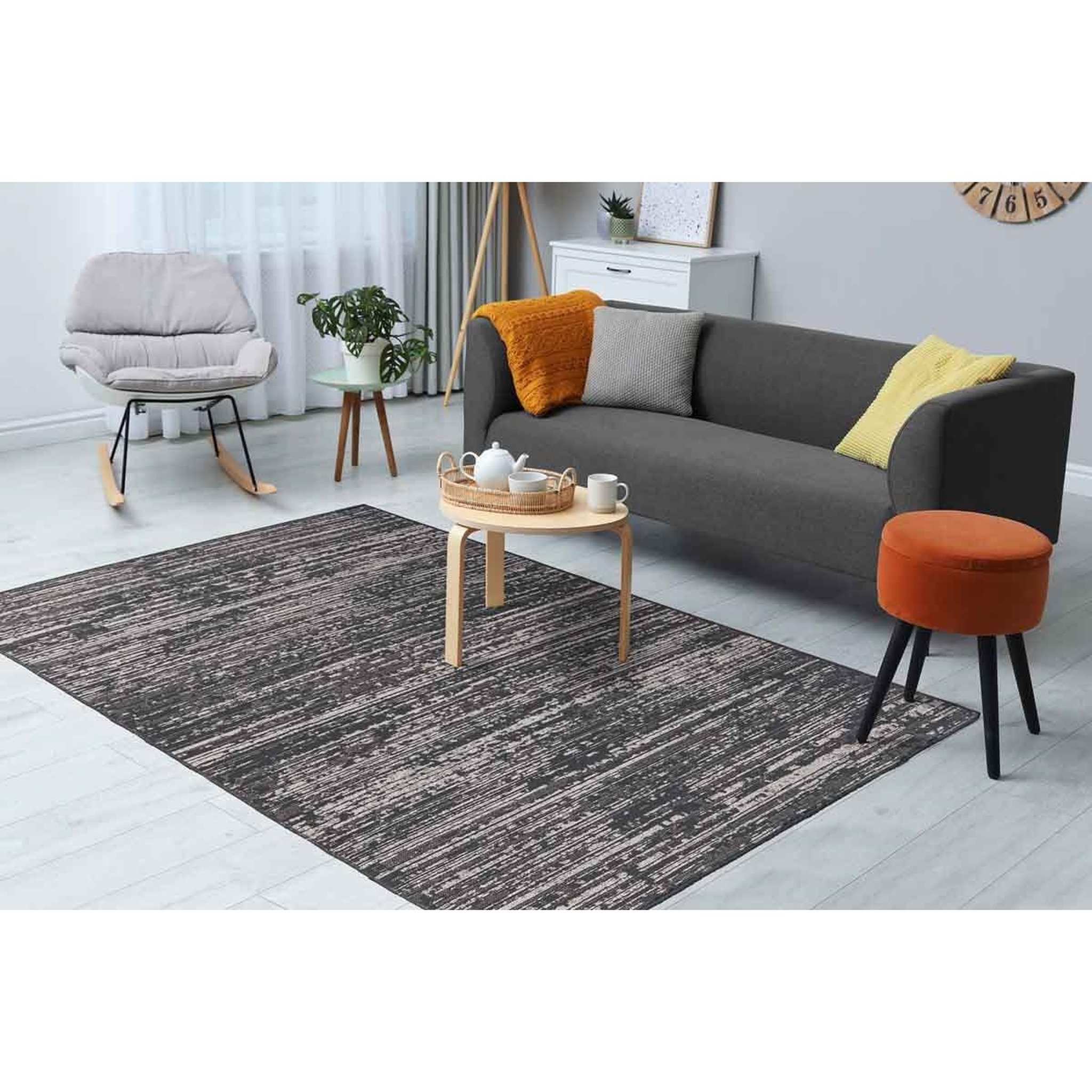 Voir la diapositive 5 : Paris Prix Tapis Tissé à Poils Plats Vintage  Kalevi  Gris