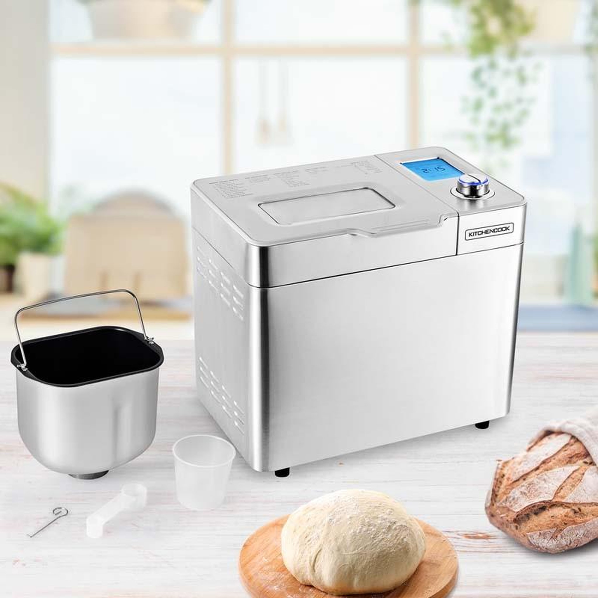 Voir la diapositive 4 : KITCHENCOOK Machine à pain inox 25 programmes avec cuve anti adhésive smarti kitchencook