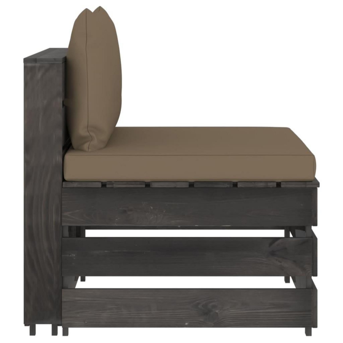 VIDAXL Canape central sectionnel avec coussins Bois impregne de gris