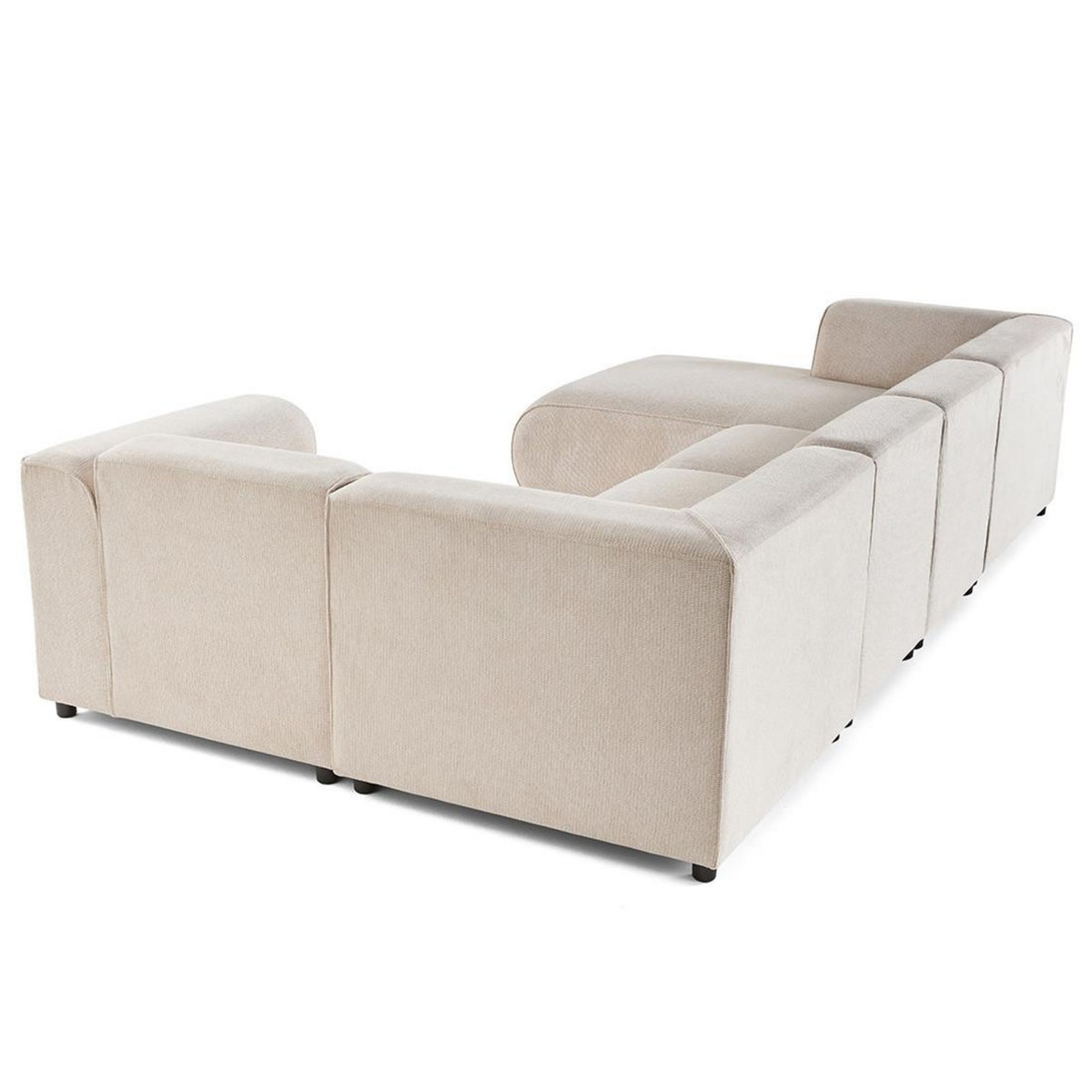 LISA DESIGN Suaro - canapé modulable panoramique d'angle droit 7 places en tissu texturé